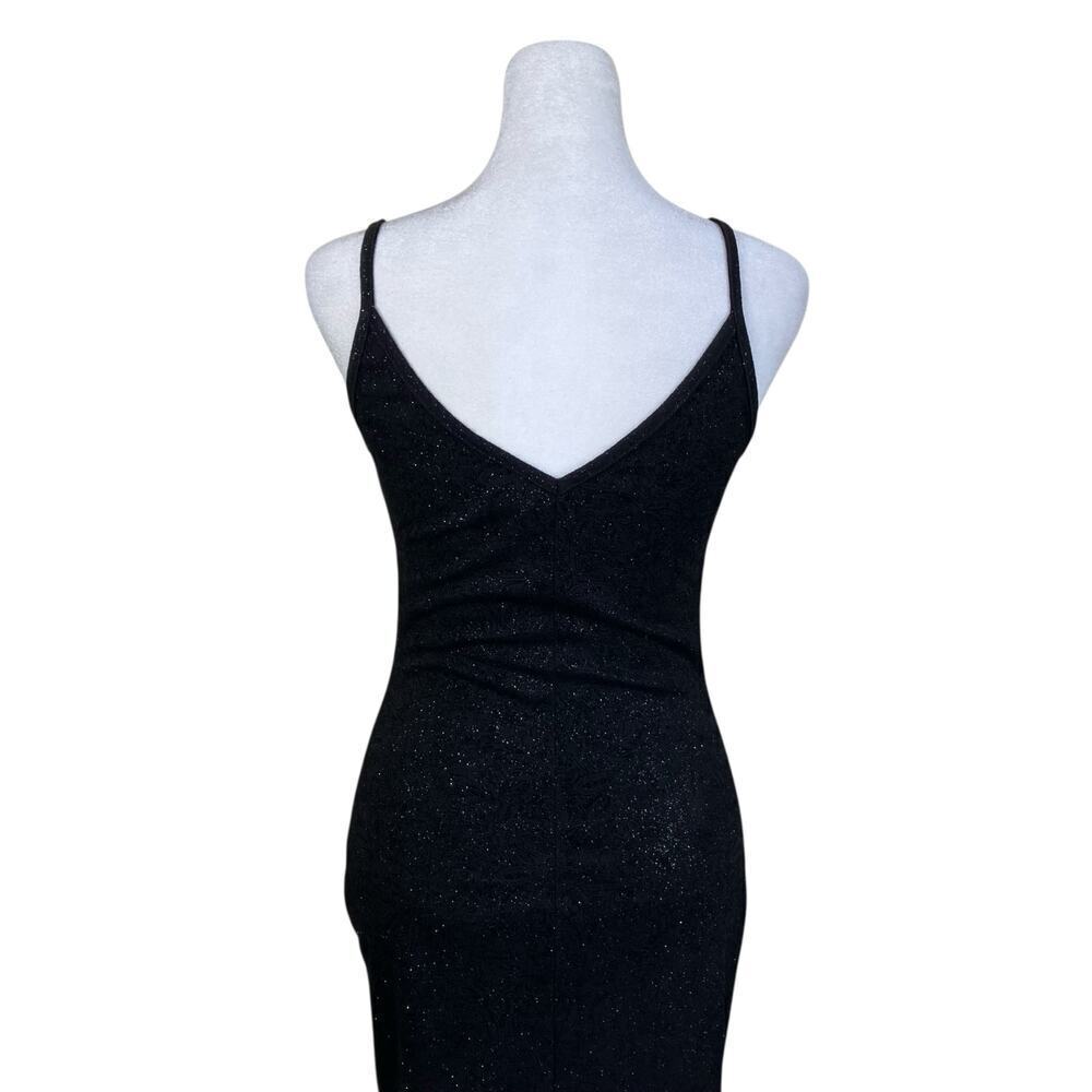 Pola Vtg Y2K Fitted Party Prom Dress Spaghetti Strap Handkerchief Hem Black - Picture 6 of 16